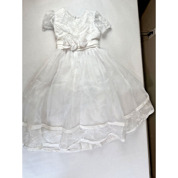 L'Etoile Designer Dress First Communion Flower Girls 8 Beaded Lace White Wedding - Picture 7 of 11